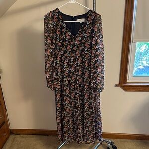 LOFT  Floral Long Sleeve Dress